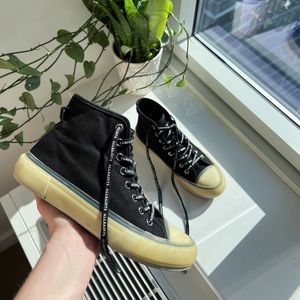 All Saints Black and Cream High-Top Sneakers